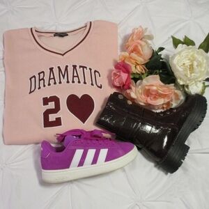 HARPER & IVY CROPPED PINK and BURGUNDY SWEATSHIRT – SZ XL – NWT